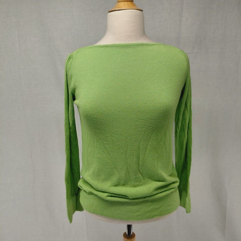 Vintage Benetton lime green boat neck LS sweater SZ small